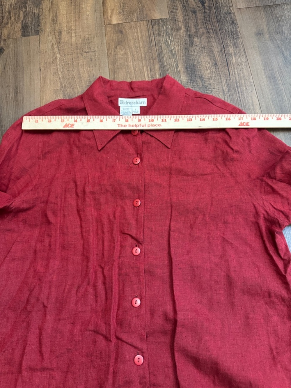 dressbarn burgundy 100% Linen-Blend Button Down Shirt - Picture 7 of 10